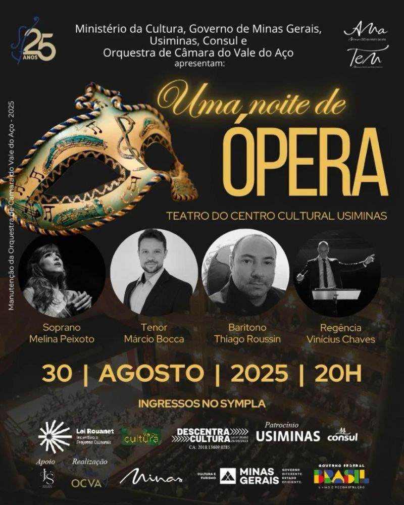 Orquestra do Vale do Aço leva ao público espetáculo com grandes nomes da ópera