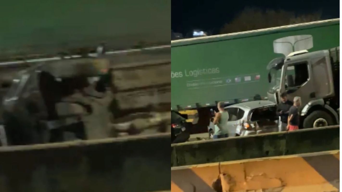 Vídeo: engavetamento na BR-381 deixa feridos e mobiliza equipes de resgate em Ipatinga