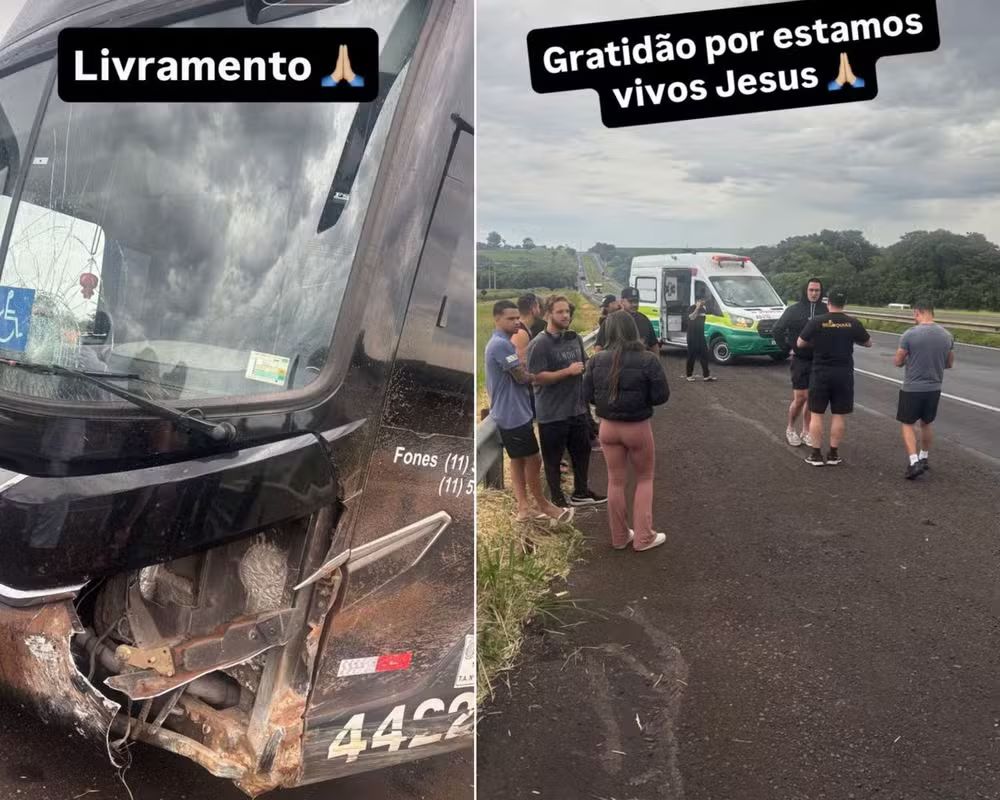 Cantor Latino e equipe sofrem acidente de ônibus em rodovia de SP