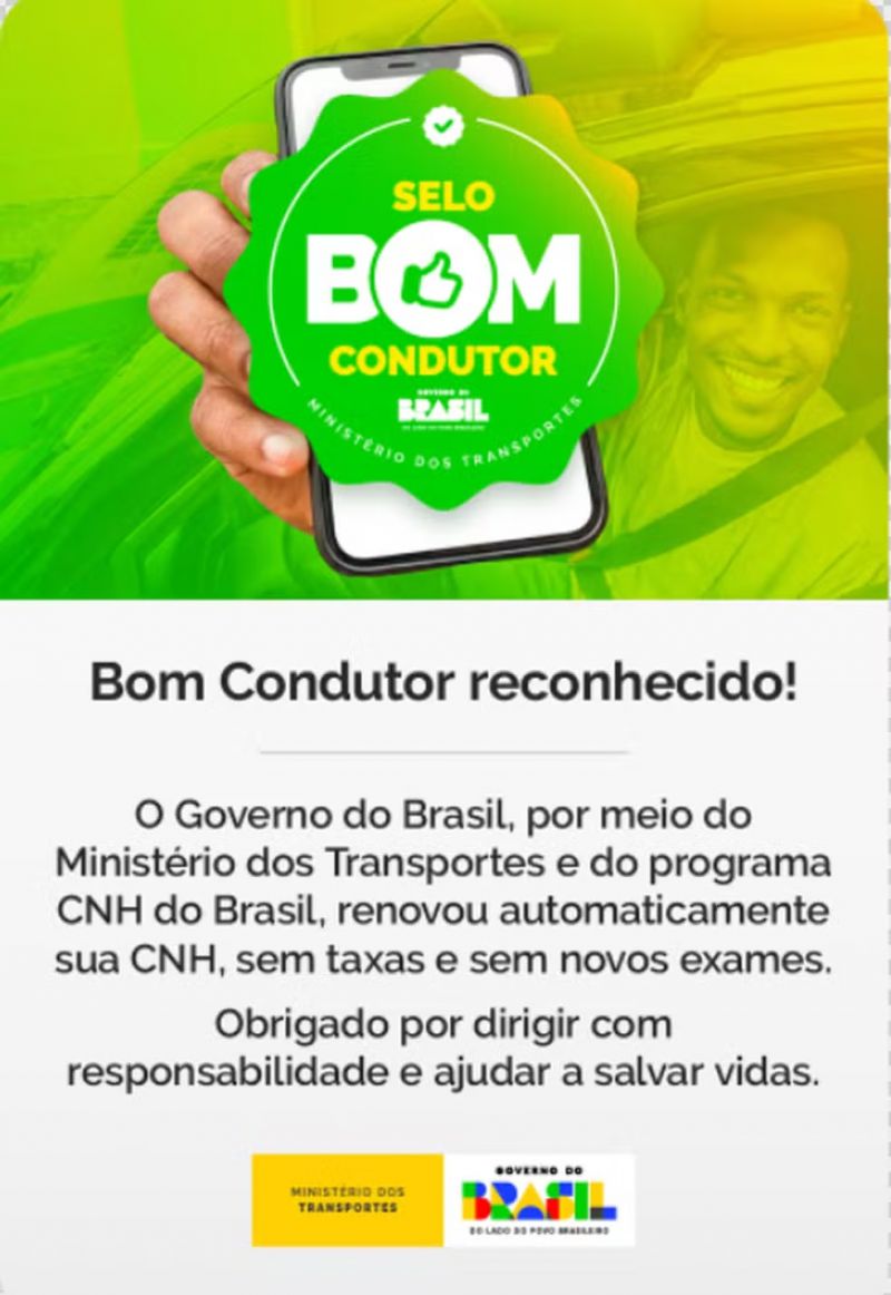 Governo autoriza renovação automática e gratuita da CNH para motoristas sem infrações