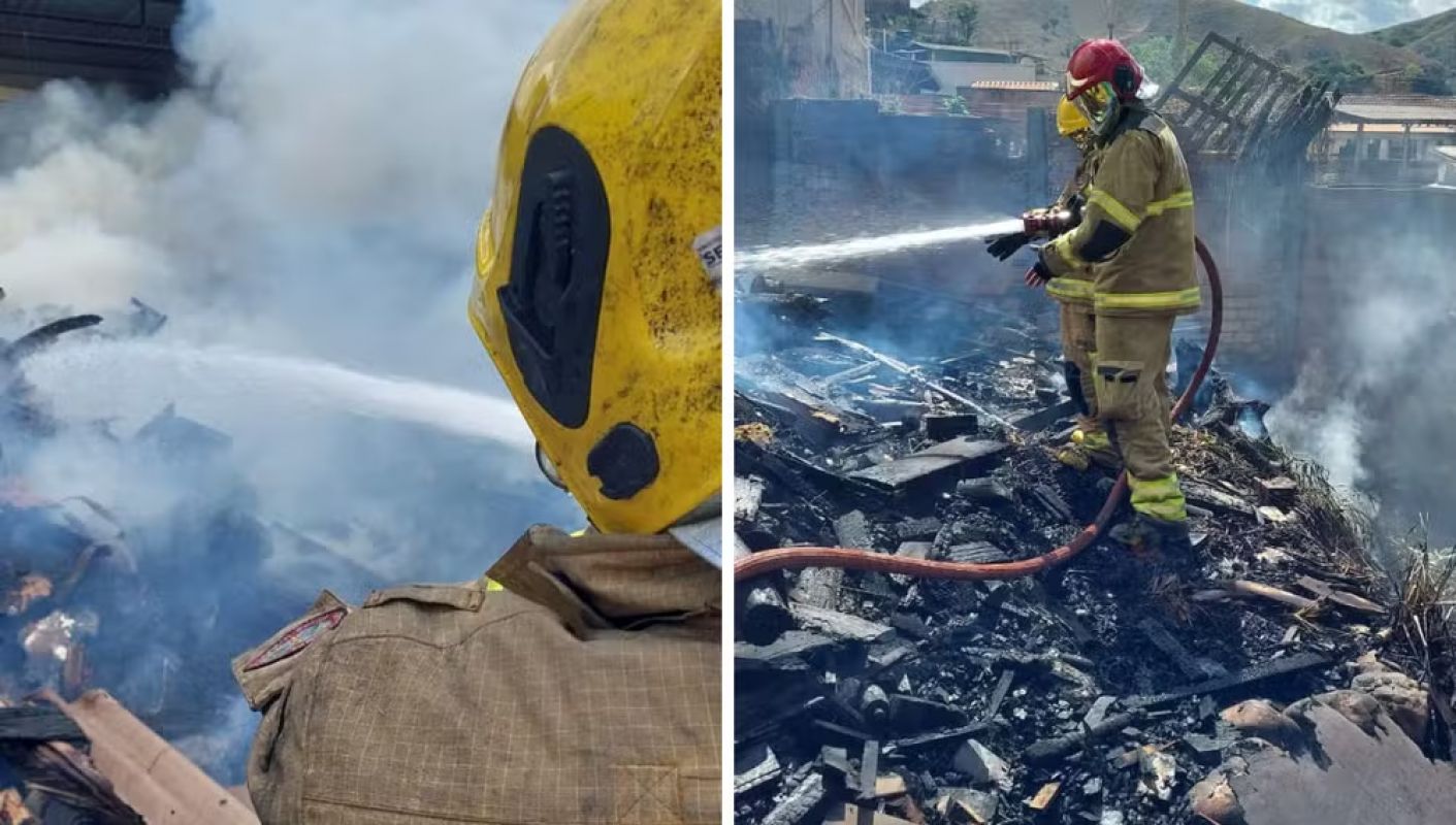 Entulho acumulado provoca incêndio que destrói parte de casa em Coronel Fabriciano