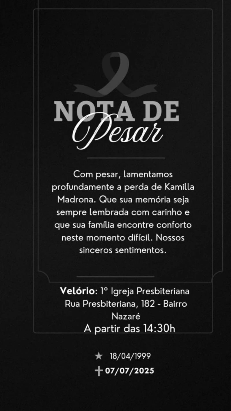Dentista Kamilla Madrona será velada nesta segunda após trágico acidente em Fabriciano