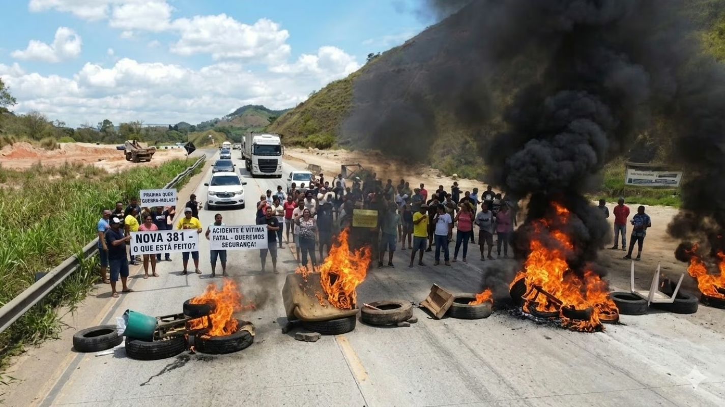 Moradores de Antônio Dias marcam protesto na BR-381 após acidente com morte