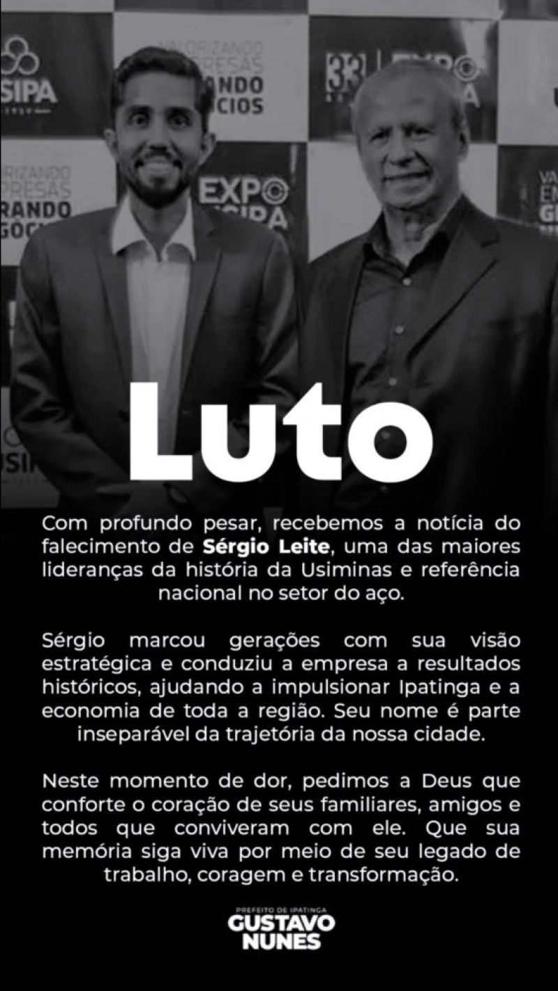 Sérgio Leite será sepultado em Belo Horizonte nesta terça