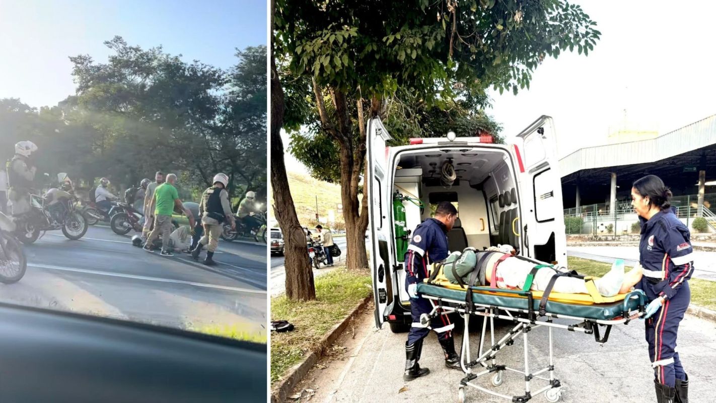Colisão entre carro e moto deixa homem ferido na BR-381 em Ipatinga