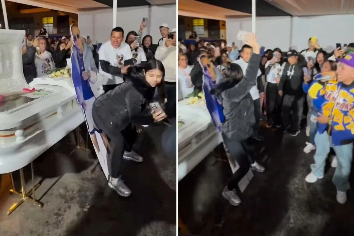Despedida inusitada: viúva dança e rebola em totem do marido durante funeral