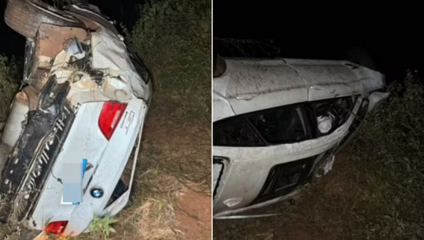 Cinco pessoas morrem em acidente após BMW cair em ribanceira em Imbé de Minas