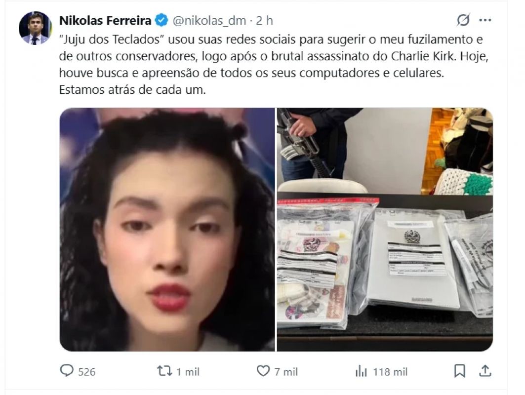 Polícia cumpre mandado na casa de atriz que incentivou morte de conservadores