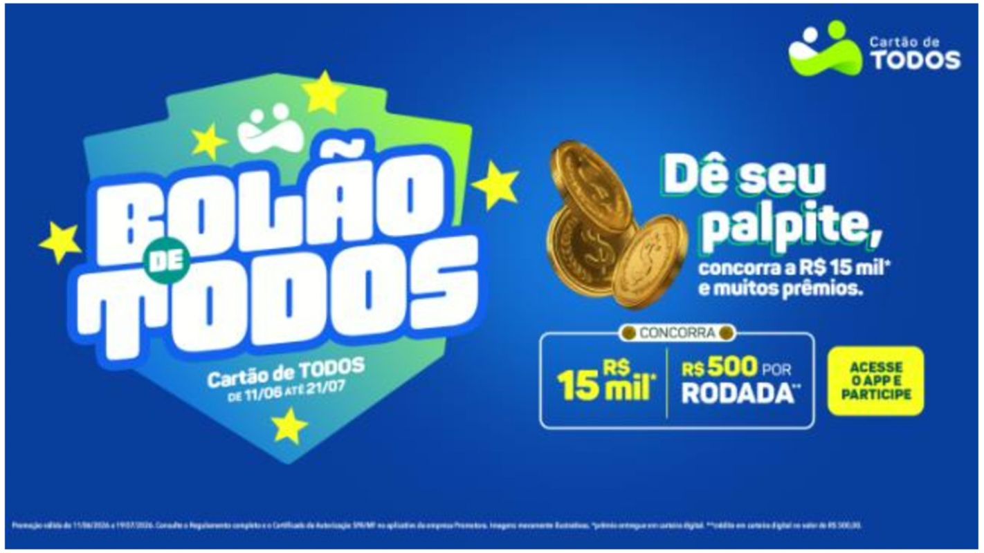 Cartão de TODOS lança Bolão de TODOS gratuito para palpites da Copa e prêmios acima de R$ 20 mil
