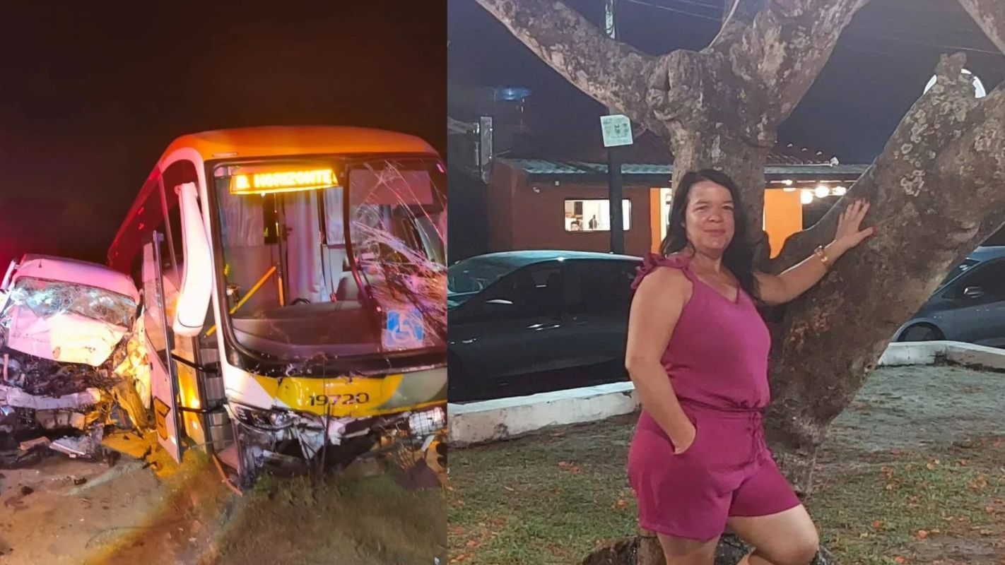 Identificada mulher morta em colisão entre van da saúde de Timóteo e ônibus na BR-381
