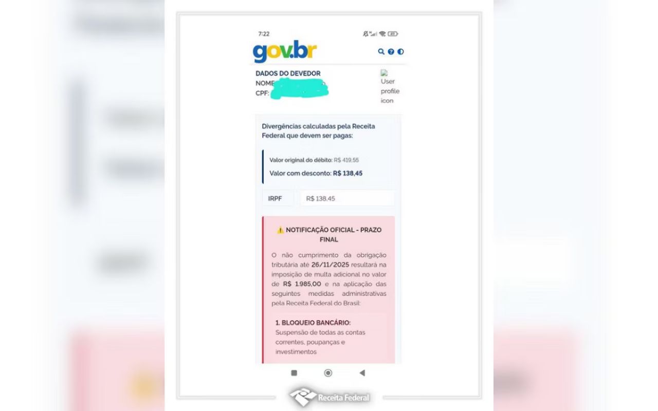 Golpistas criam páginas falsas que imitam gov.br para cobrar dívidas inexistentes