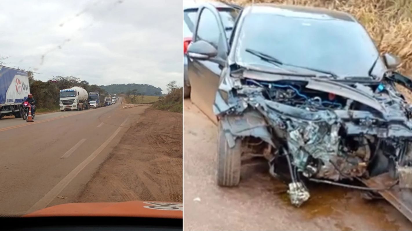 Vídeo: quatro pessoas ficam feridas em colisão na MG-129, em Catas Altas