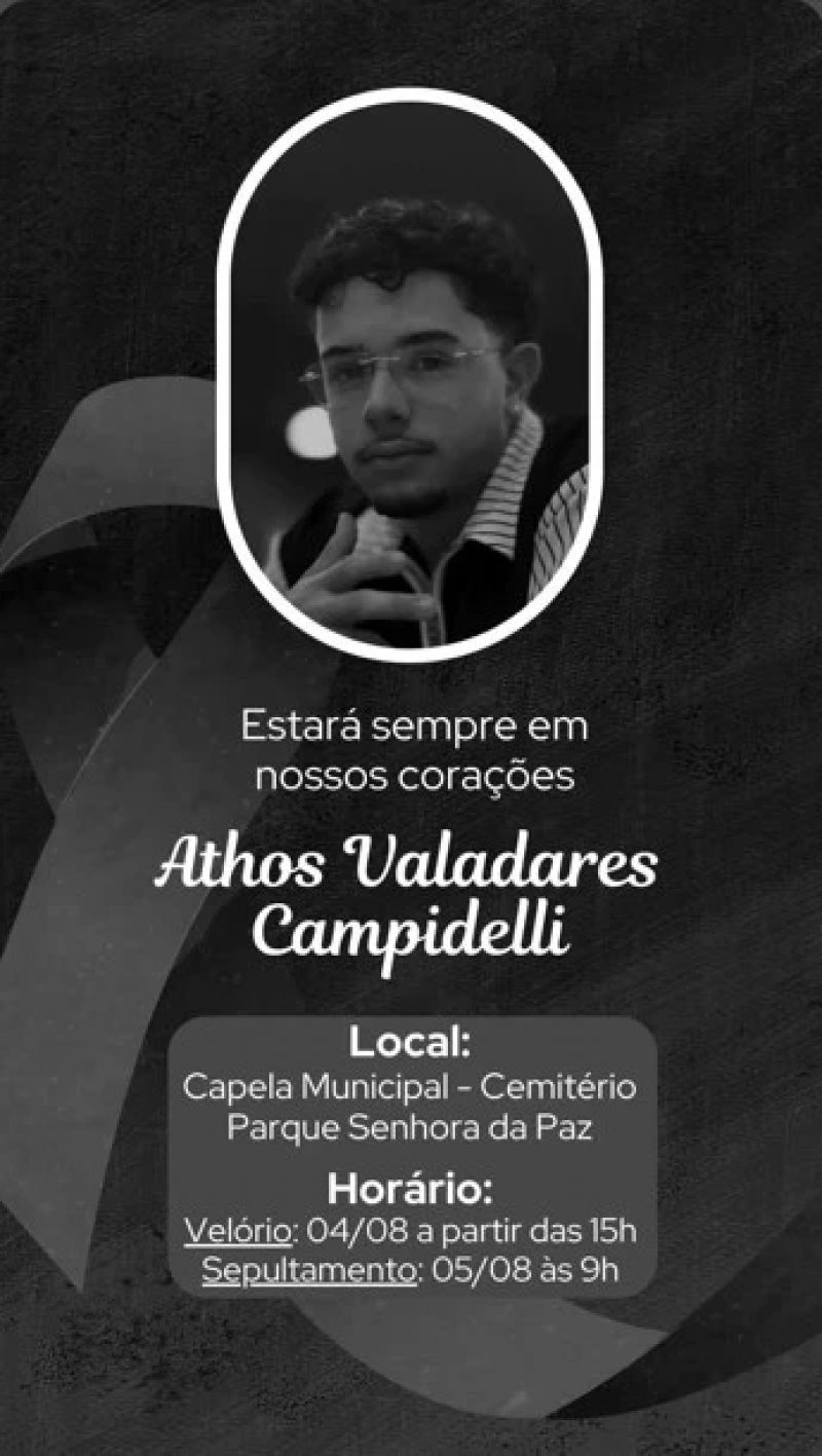 Corpo de jovem morto em acidente com moto em Santana do Paraíso será sepultado nesta terça em Ipatinga