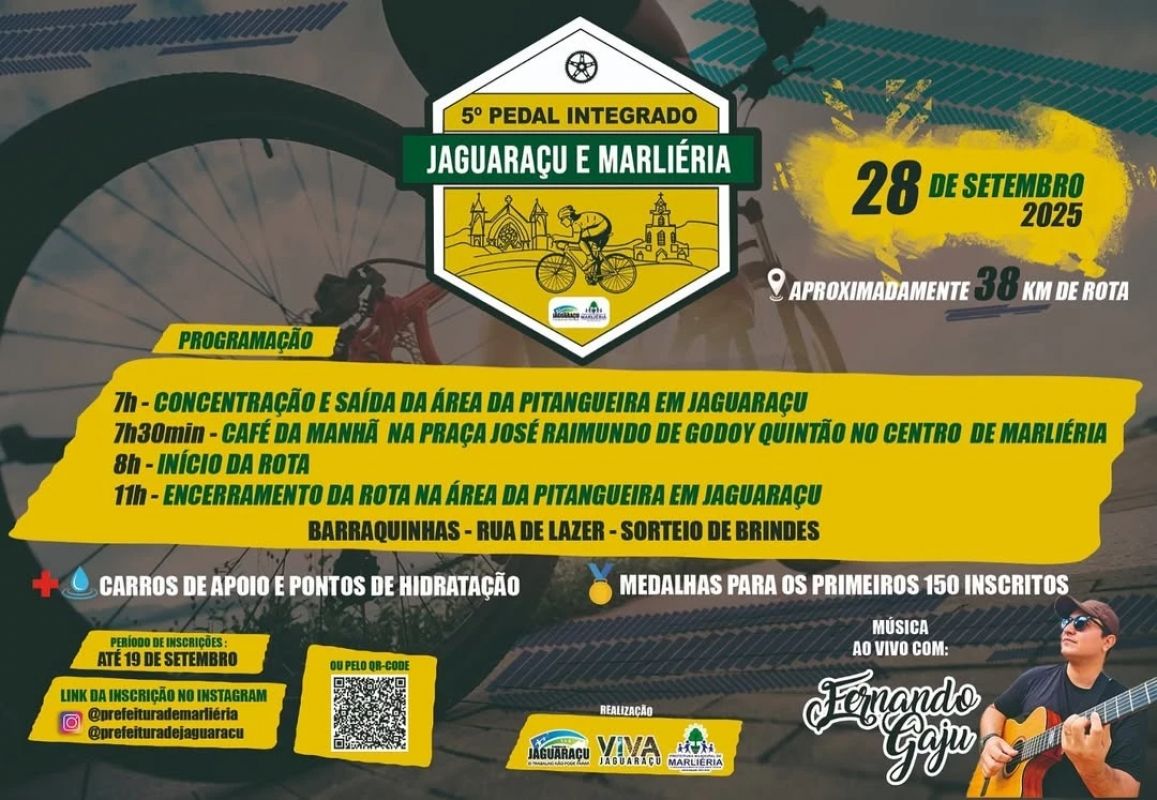 Jaguaraçu e Marliéria promovem 5ª edição do Pedal Integrado