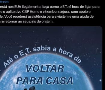 Embaixada dos EUA no Brasil publica post contra imigração: 'Até o E.T. sabia a hora de voltar para casa'