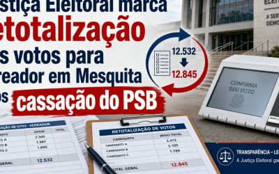 Justiça Eleitoral marca retotalização dos votos para vereador em Mesquita após cassação do PSB