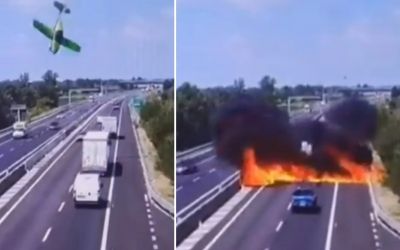 Avião explode ao cair em rodovia na Itália e duas pessoas morrem