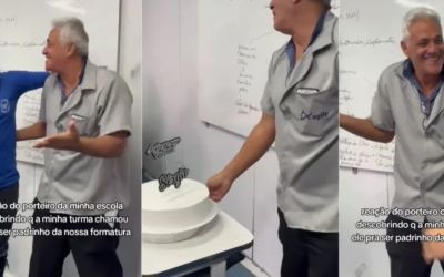 Porteiro é surpreendido com convite emocionante para ser padrinho de formatura