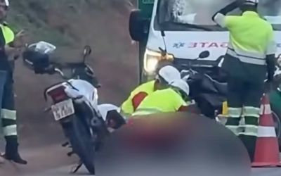Motociclista fica ferido em acidente na BR-116, perto da balança de pesagem, em Caratinga