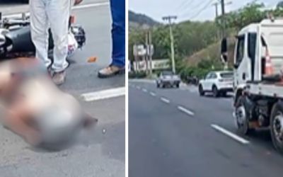 Acidente grave: motociclista teria batido na traseira de caminhão ao trafegar entre carros na BR-381