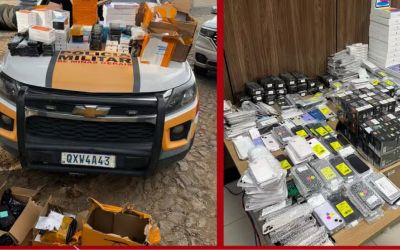  Polícia apreende 764 eletrônicos sem nota fiscal na BR-116, em Engenheiro Caldas