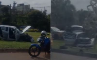 Vídeo: carro capota após colisão com caminhão na BR-381, em Ipatinga