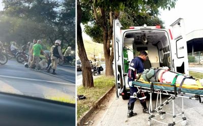 Colisão entre carro e moto deixa homem ferido na BR-381 em Ipatinga