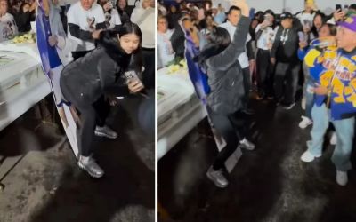 Despedida inusitada: viúva dança e rebola em totem do marido durante funeral