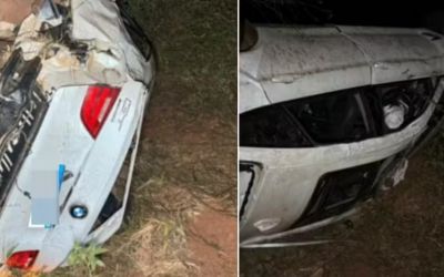 Cinco pessoas morrem em acidente após BMW cair em ribanceira em Imbé de Minas