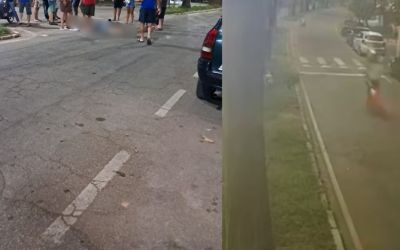 Vídeo: motociclista empina moto, atropela pedestre e foge sem prestar socorro em Timóteo