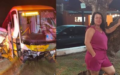Identificada mulher morta em colisão entre van da saúde de Timóteo e ônibus na BR-381