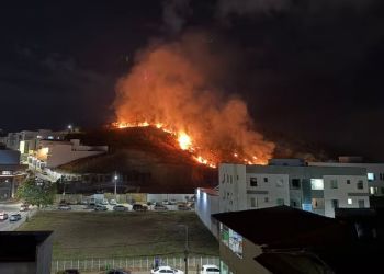 Incêndio destrói área de pastagem e ameaça casas em Governador Valadares; bituca de cigarro pode ter causado fogo